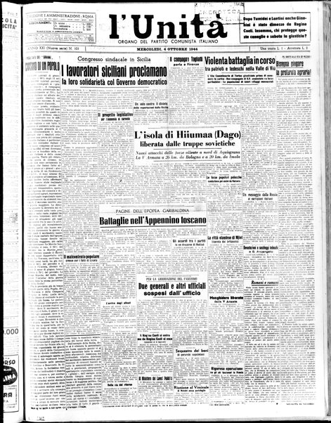 L'Unità : organo centrale del Partito comunista italiano